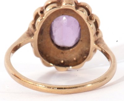 Lot 63 - Vintage amethyst and seed pearl cluster ring,...