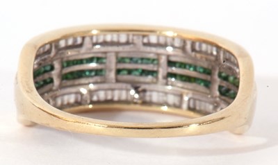 Lot 70 - Modern 9ct gold green stone and diamond ring,...