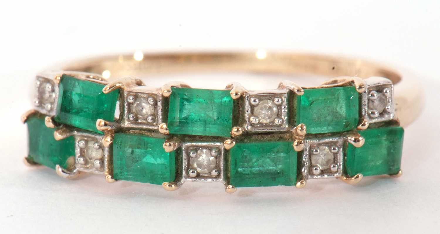 Lot 77 - Modern 9ct gold synthetic emerald and small...