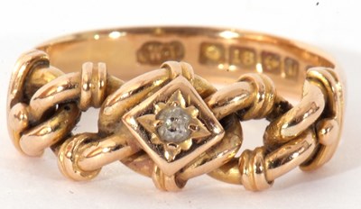 Lot 82 - 18ct gold and diamond ring, the top section an...