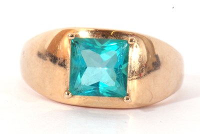 Lot 84 - Modern 9ct gold blue zircon dress ring, the...