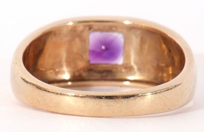 Lot 93 - Modern 9ct gold and amethyst ring, the square...