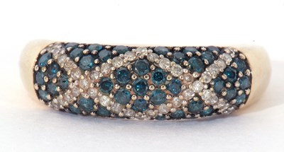 Lot 105 - Modern 9ct gold, diamond and blue stone ring...
