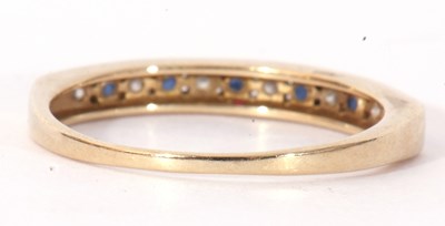 Lot 119 - Modern 9ct gold sapphire and diamond half hoop...