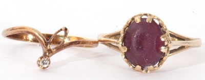 Lot 139 - Mixed Lot: 9ct gold and pink stone ring...