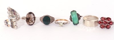 Lot 140 - Mixed Lot: six white metal rings together with...