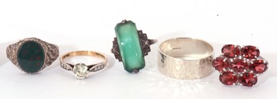 Lot 140 - Mixed Lot: six white metal rings together with...