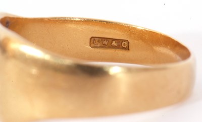 Lot 154 - 18ct gold and diamond set signet ring, the...