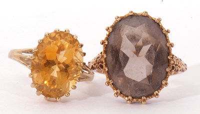 Lot 157 - Mixed Lot: 9ct gold, smoky quartz dress ring,...