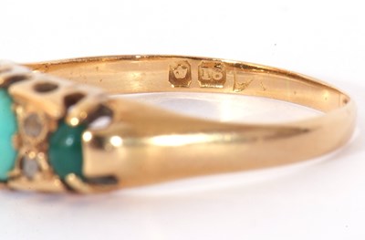 Lot 161 - Antique 18ct gold, turquoise and diamond ring...