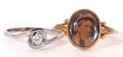 Lot 165 - Mixed Lot: yellow metal ring, the oval glazed...