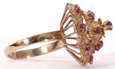 Lot 166 - Modern ruby cluster ring, a dome design of...