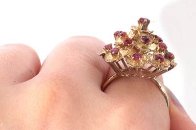 Lot 166 - Modern ruby cluster ring, a dome design of...