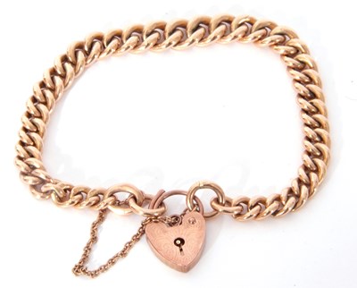 Lot 181 - 9ct rose gold curb link bracelet, each link...