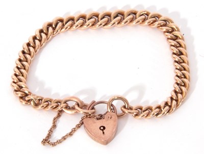 Lot 181 - 9ct rose gold curb link bracelet, each link...