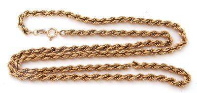 Lot 187 - Modern 9k stamped rope twist chain, 28cm when...
