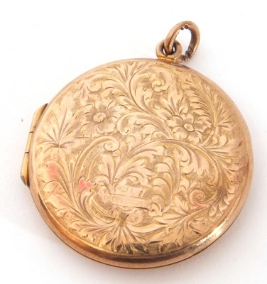 Lot 209 - Hallmarked 9ct gold circular hinged locket,...