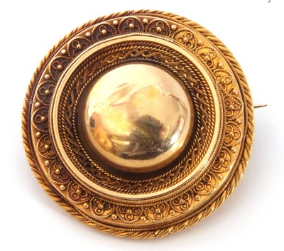 Lot 213 - Victorian gold target brooch in Etruscan style,...