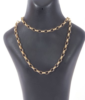 Lot 220 - Yellow metal large oval link chain fitted with...