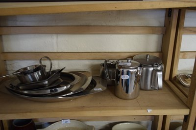 Lot 506 - QUANTITY OF STAINLESS STEEL WARES, TEA SET,...