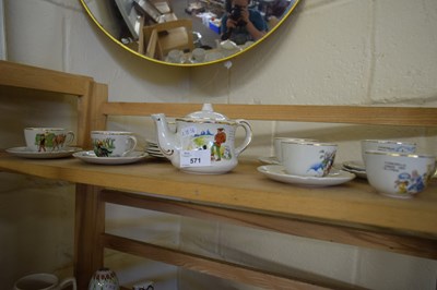 Lot 571 - VINTAGE CHILD'S TEA SET DECORATED WITH NURSERY...