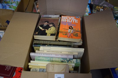 Lot 600 - BOX CONTAINING PAPERBACK NOVELS, NEVILLE SHUTE,...