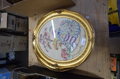 Lot 611 - TWO EMBROIDERIES OF LADIES IN GILT STYLE FRAMES