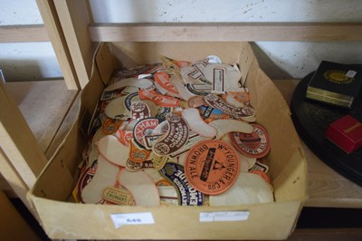 Lot 648 - QUANTITY OF BEER BOTTLE LABELS IN CARDBOARD BOX