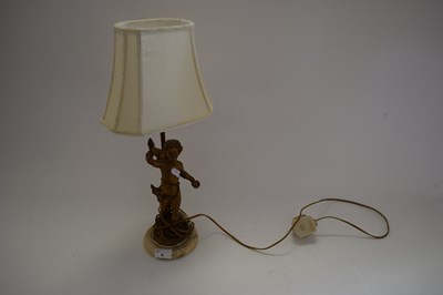 Lot 4 - SMALL TABLE LAMP WITH COMPOSITION GILT PAINTED...
