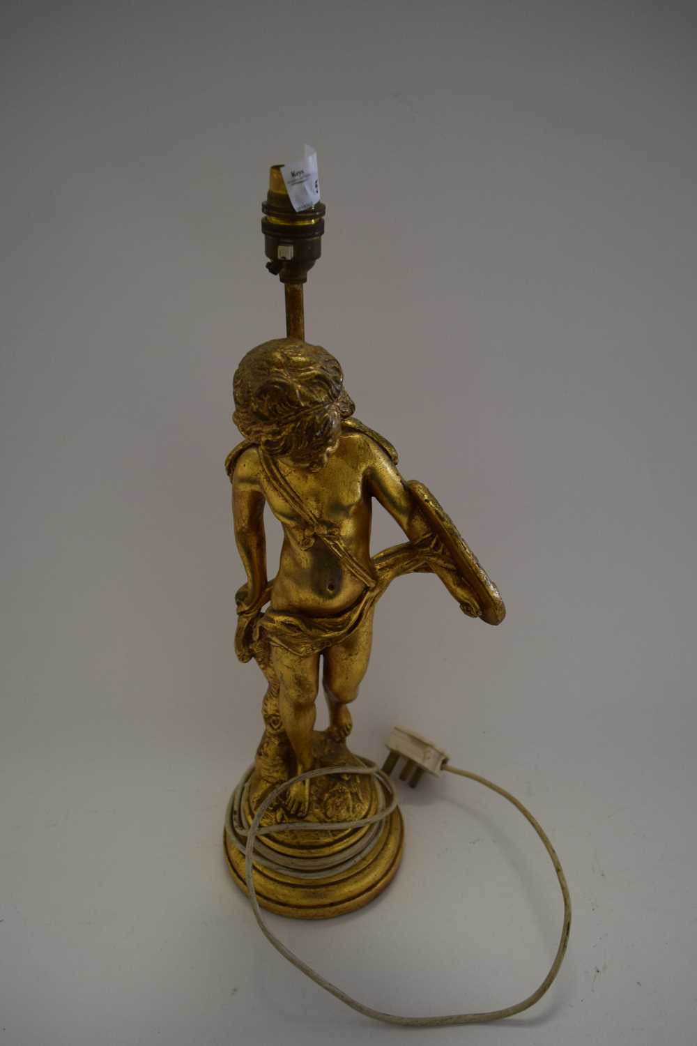 Lot 5 - TABLE LAMP WITH GILT PAINTED PUTTO FORMED BASE