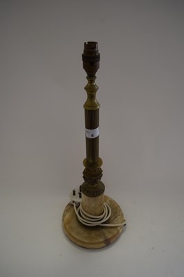 Lot 6 - FLUTED BRASS TABLE LAMP ON CIRCULAR MARBLE BASE