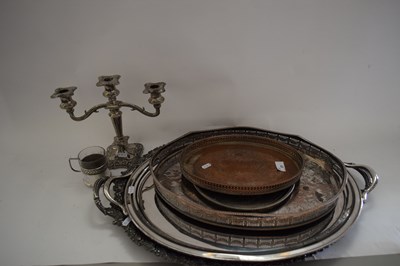 Lot 27 - MIXED LOT : LARGE SILVER PLATED SERVING TRAYS,...