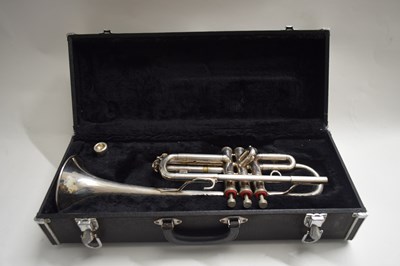 Lot 60 - CASED SILVER PLATED TRUMPET