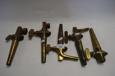 Lot 125 - COLLECTION OF FIVE BRASS BEER TAPS