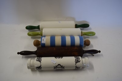 Lot 137 - COLLECTION OF FIVE ROLLING PINS TO INCLUDE ONE...