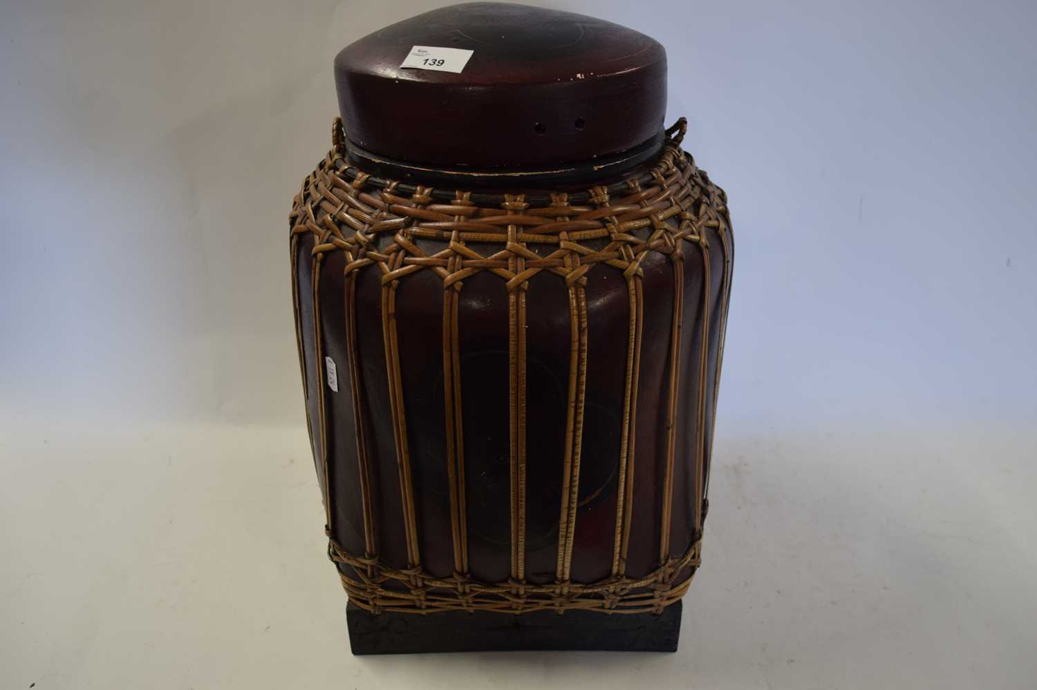 Lot 139 - ORIENTAL LACQUERED AND BOUND FOOD CONTAINER...