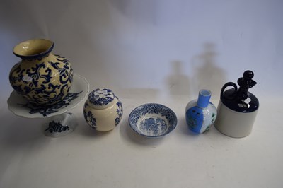 Lot 148 - MIXED LOT : TAZZA, BLUE AND WHITE GINGER JAR,...