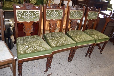 Lot 316 - SET OF FOUR LATE VICTORIAN GREEN UPHOLSTERED...