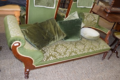 Lot 350 - LATE VICTORIAN GREEN UPHOLSTERED CHAISE LONGUE