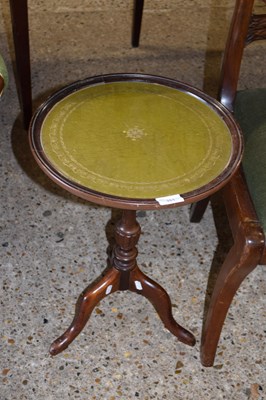 Lot 351 - REPRODUCTION WINE TABLE WITH GREEN LEATHER TOP