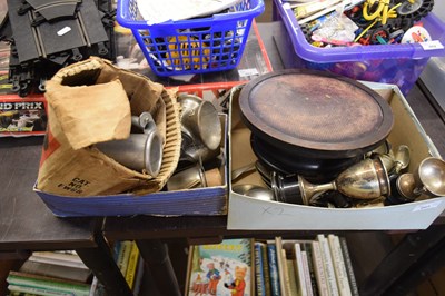 Lot 663 - QUANTITY OF SILVER PLATED TROPHIES, FLATWARE,...