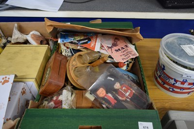 Lot 674 - BOX CONTAINING QUANTITY OF WOODEN ITEMS, PAIR...