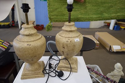 Lot 805 - PAIR OF TABLE LAMPS WITH CERAMIC STONE EFFECT...