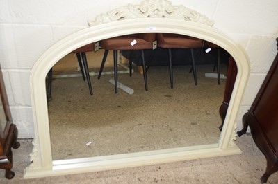 Lot 393 - MODERN OVERMANTEL MIRROR IN ARCHED CREAM...