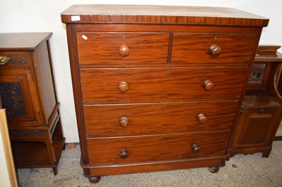 Lot 401 - VICTORIAN MAHOGANY FIVE DRAWER CHEST, 111CM WIDE