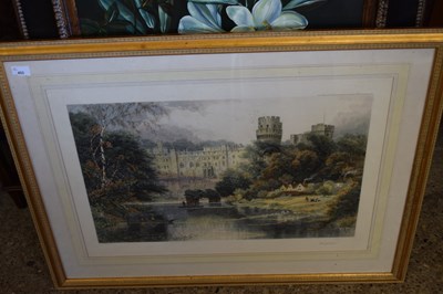 Lot 402 - COLOURED ENGRAVING OF WARWICK CASTLE, F/G,...