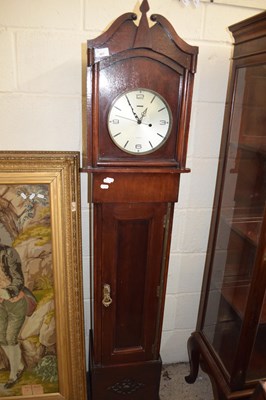 Lot 407 - GRANDMOTHER CLOCK IN DARK STAINED WOODEN CASE