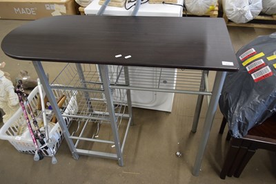 Lot 830 - METAL FRAMED KITCHEN TABLE WITH STORAGE BASE