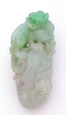 Lot 241 - Chinese green jade carved pendant, a monkey...