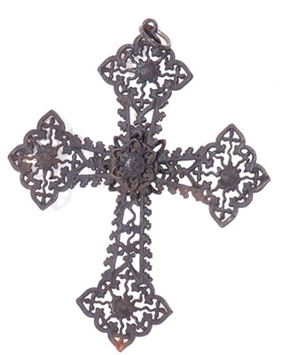 Lot 250 - Ironwork cross pendant formed of lozenge...